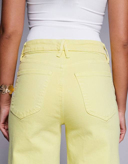 Good American - Jeans stile palazzo taglio corto giallo limone, 4 di 5