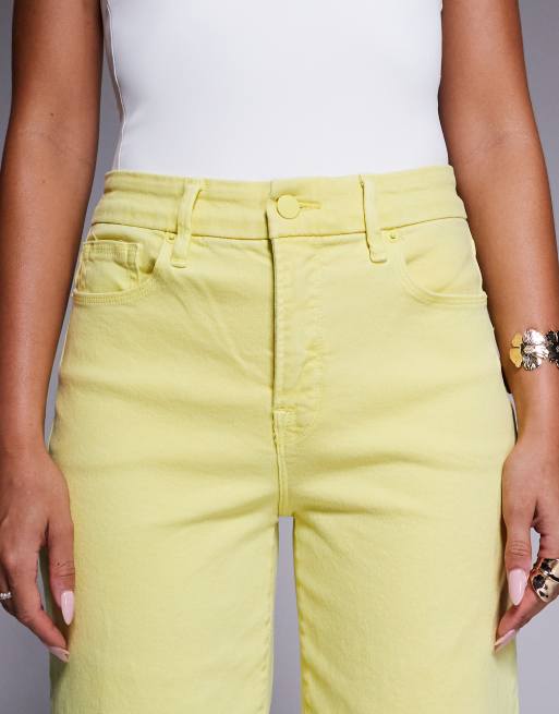 Good American - Jeans stile palazzo taglio corto giallo limone, 5 di 5