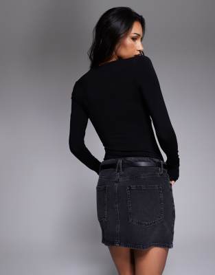 Good American Jersey U-wire Long Sleeve Top In Black