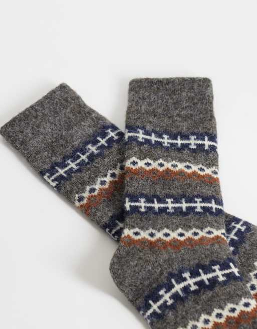 Good American knitted socks in gray fairisle, 2 of 3
