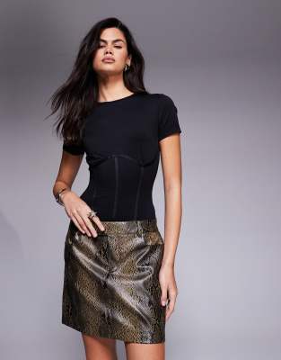 Good American - Leichter Korsett-Body in Schwarz