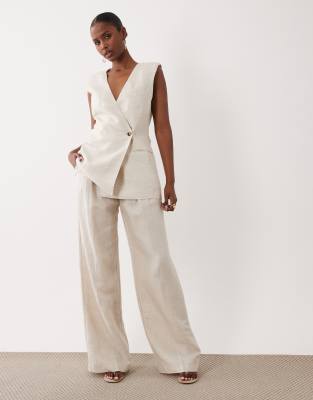 Leinenhose in Hellbeige, Kombiteil-Neutral Neutral 34