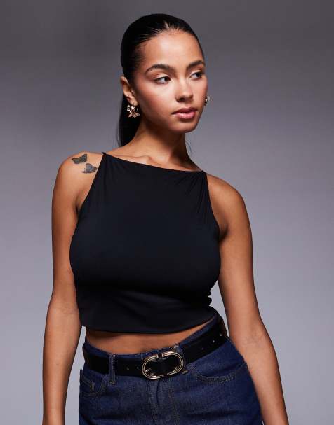 Good American - Lichte mouwloze tanktop in zwart - view 1