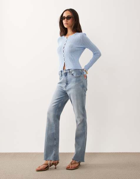 Good American lightweight button through cardigan in soft blue
