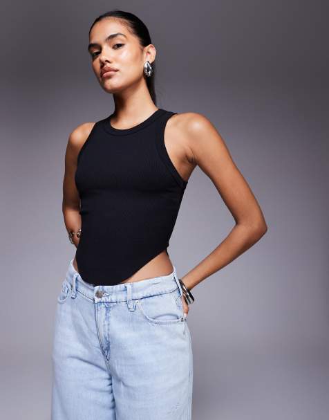 Good American lightweight rib racer tank in black