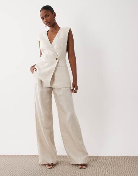 Good American linen pants in oat (part of a set) - view 1