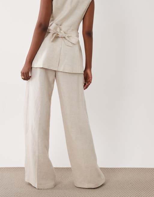 Good American - Linnen broek in lichtbeige, deel van co-ord set, 5 van 5