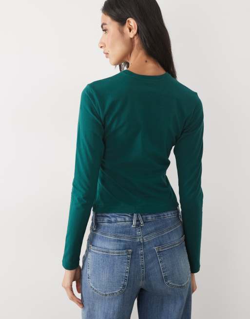 Good American long sleeve baby tee in forest green, 4 of 4
