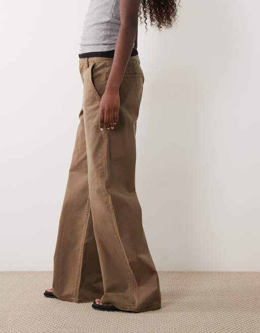 Good American low rise baggy pants in washed brown, 3 of 5