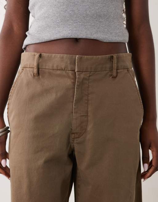 Good American low rise baggy trouser in washed brown, 4 of 5