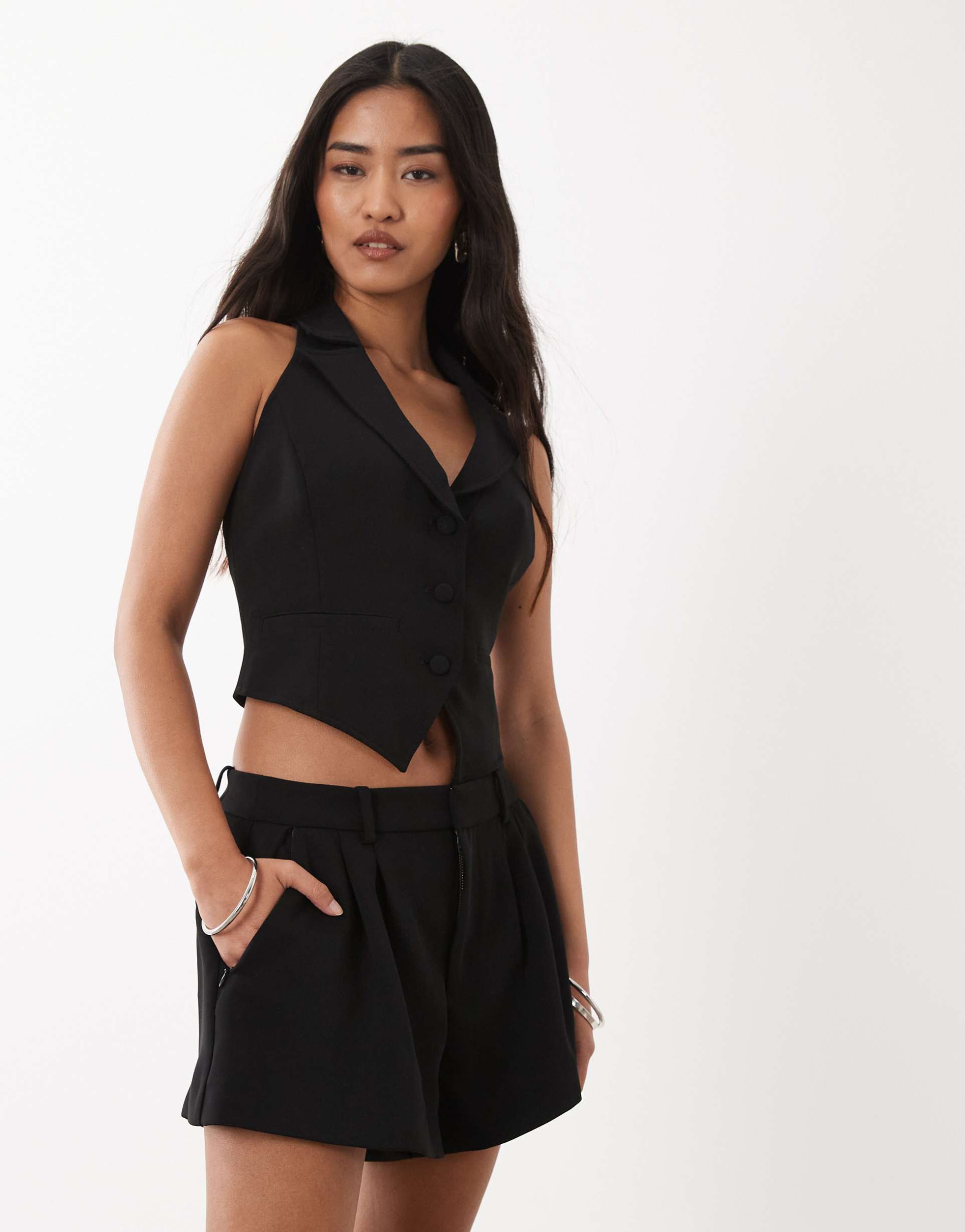 good american luxe suiting shorts in black - part of a set