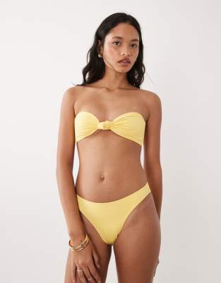 Good American Matte Good Waist Cheeky Bikini Bottom Co-ord In Yellow