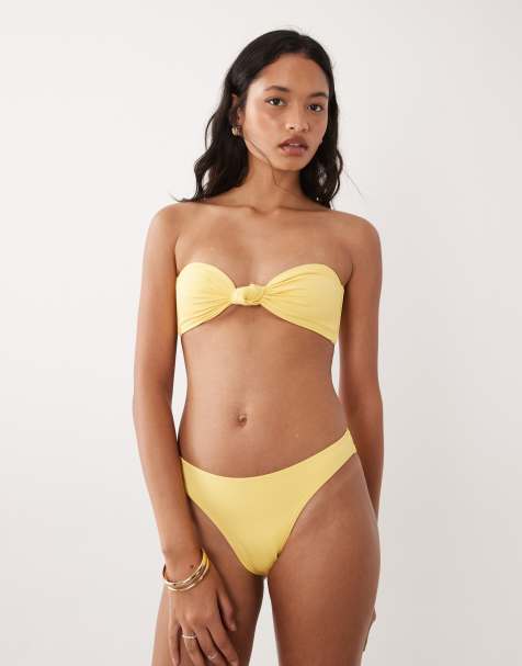 Good American matte good waist cheeky bikini bottom in lemon - part of a set - view 1