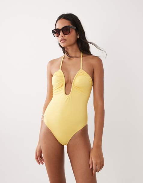 Good American matte leilani one piece swimsuit in lemon - view 1