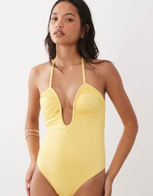 Good American matte leilani one piece swimsuit in lemon, 2 of 4