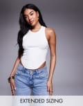 [Good American] Good American micro rib tank top in white XL White 001