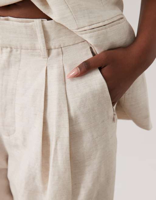 Good American - Pantalones color avena de lino (parte de un conjunto), 4 de 5