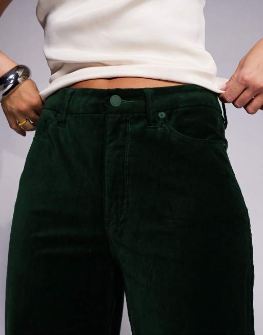 Good American - Pantaloni palazzo in velluto verde pino, 4 di 5
