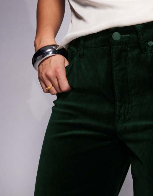 Good American - Pantaloni palazzo in velluto verde pino, 5 di 5