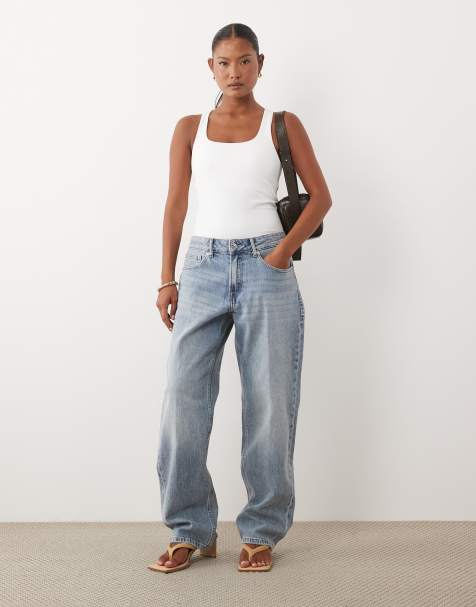 Good American Petite good 90's high waist straight leg jeans in light blue wash - view 1