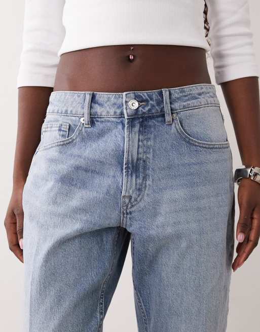 Good American Petite good 90's højtaljede jeans med lige ben i lys blå vask, 4 af 5