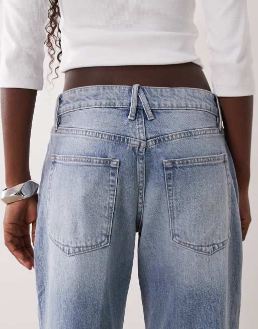 Good American Petite good 90's højtaljede jeans med lige ben i lys blå vask, 5 af 5