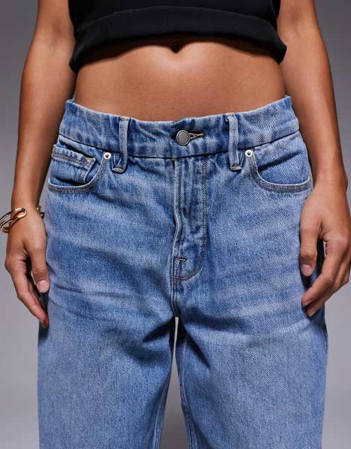 Good American petite good 90s relaxed jeans in mid blue, 5 of 5