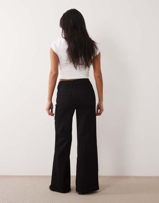 Good American Petite High-Rise Wide-Leg Palazzo-Jeans in Schwarz, 3 von 5