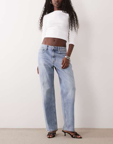Good American Petite - Jean droit taille haute style années 90 - Bleu clair délavé - view 1