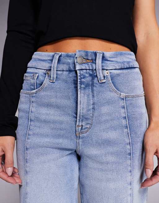 Good American Petite - Jeans stile palazzo blu medio, 5 di 5