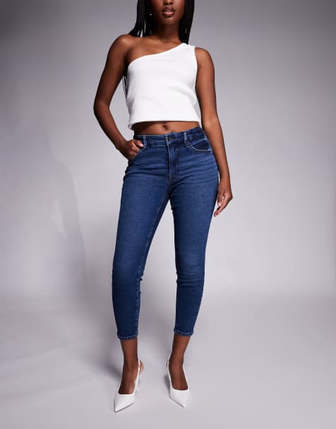 Good American Petite - Mellemvasket blå skinny-jeans - view 1