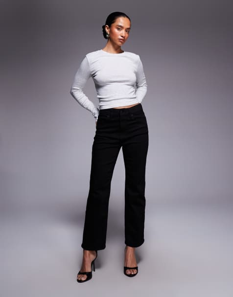 Good American Petite – Never Fades – Svarta, raka jeans - view 1