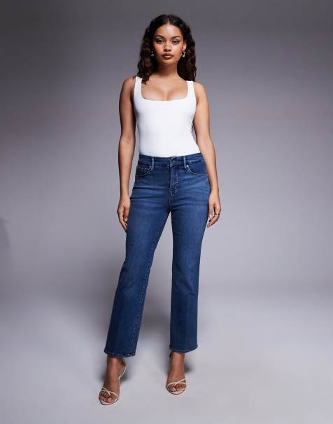 Good American Petite - Rechte jeans in blauw - view 1