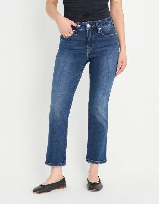 Good American Petite soft tech good straight leg jeans in mid blue wash, 2 of 5