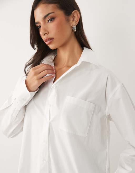Good American poplin shirt in white, 2 of 4