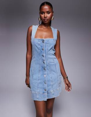 power stretch mini dress in light blue