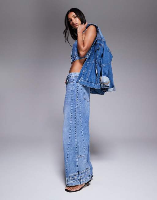 Good American reworked wide leg jeans co-ord in light blue wash, 2 of 5