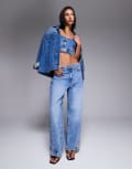 [Good American] Good American reworked wide leg jeans in light wash blue (Part of a set) 18-20 Indigo 911