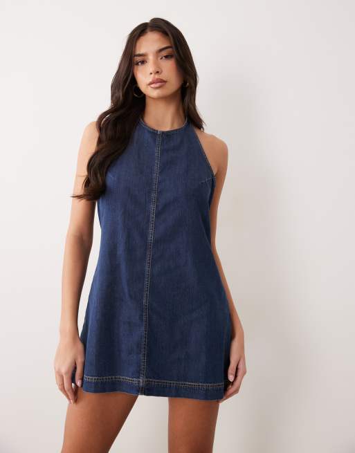 Good American - Robe courte en jean à dos nu - Bleu foncé délavé, 4 de 4