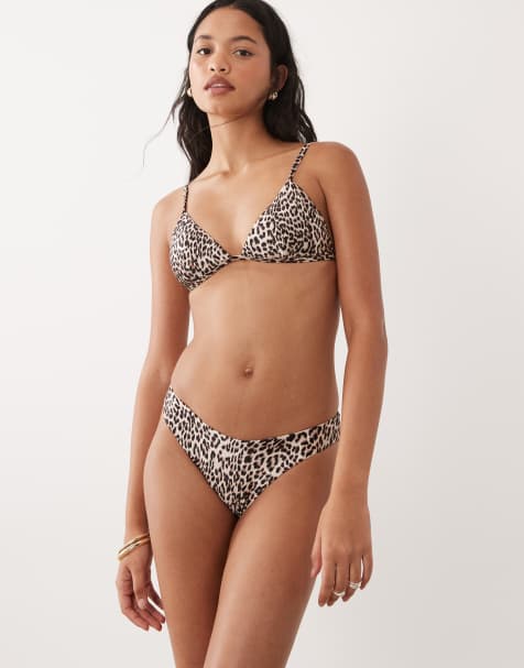 Good American satin Good 90s perfect fit bikini bottoms in leopard (part of a set) - view 1