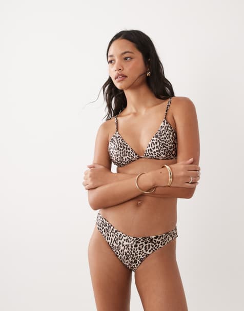 Good American satin perfect fit bikini co-ord in leopard - view 1