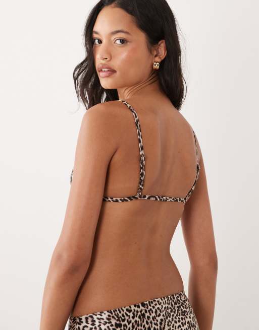 Good American satin perfect fit bikini top in leopard (part of a set), 4 of 4