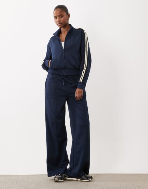 Good American satin track suit co-ord in navy - view 1