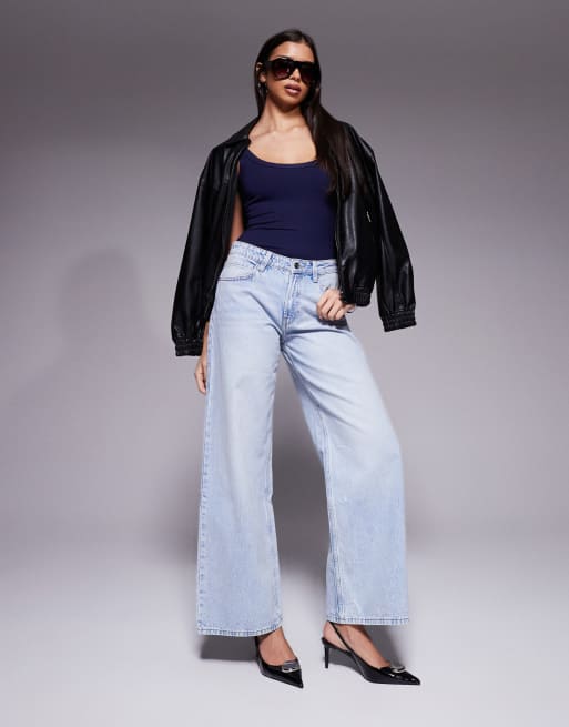 Good American scoop neck rib knit tank bodysuit in navy, 4 of 4