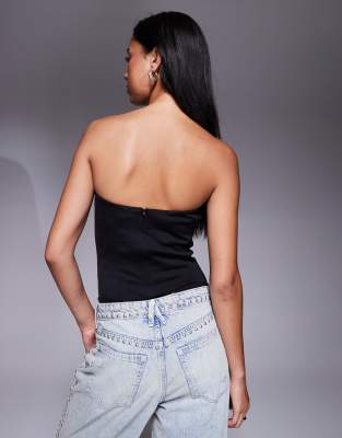 Good American Scuba Corset Strapless Bodysuit In Black