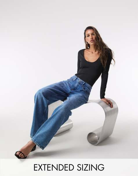 Good American scuba scoop neck long sleeve bodysuit in black - view 1