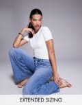 [Good American] Good American scuba short sleeve crew neck bodysuit in white XL White 001