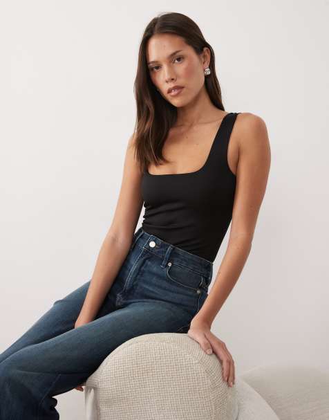 Good American sculpting modern tank bodysuit in black
