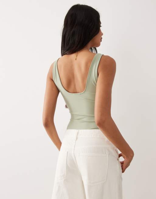 Good American sculpting square neck bodysuit in sage, 4 of 4