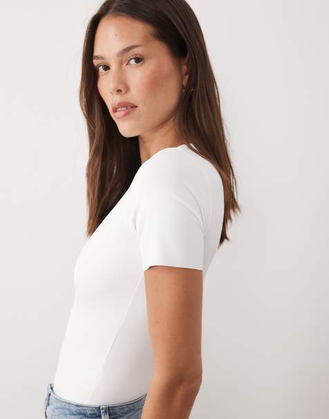 Good American sculpting tee bodysuit in white